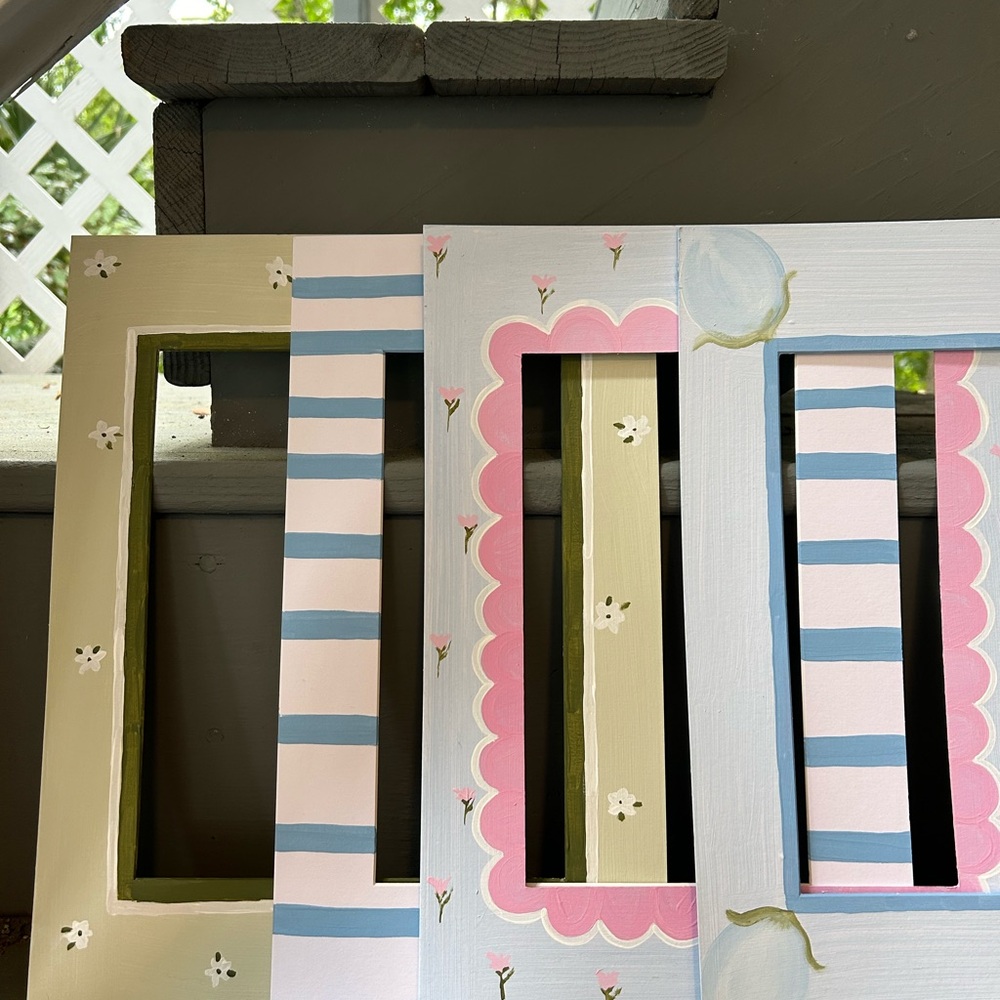 Striped and Floral Picture Frame